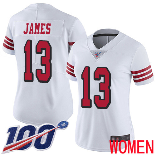 San Francisco 49ers Limited White Women Richie James NFL Jersey #13 100th Season Rush Vapor Untouchable->women nfl jersey->Women Jersey